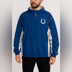 EUC NFL Indianapolis Colts Men’s Reversible Fleece/Windbreaker Pullover Sz 2XL